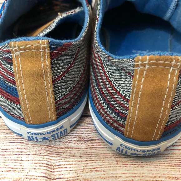 Converse Textile Leather Striped Sneakers M6 W8 - Picture 5 of 8
